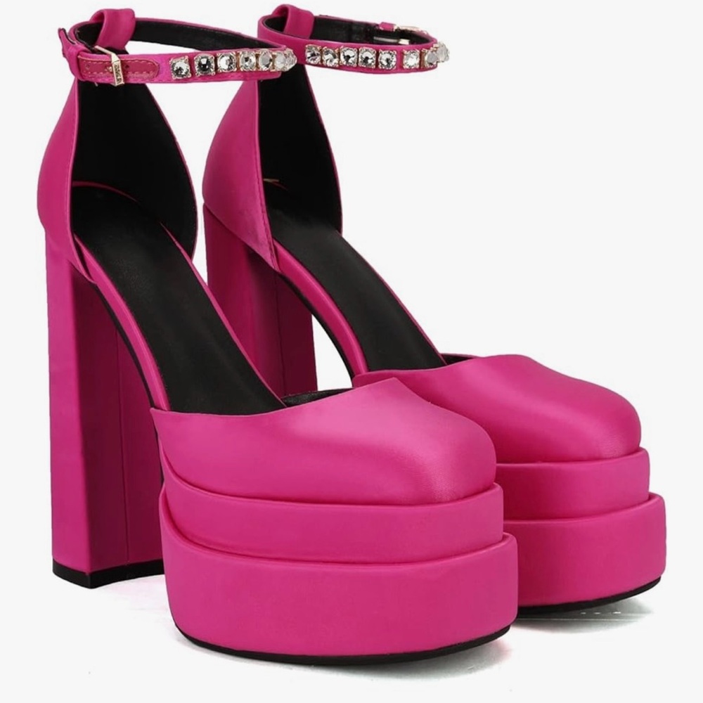 Chunky Pink Platform Heels